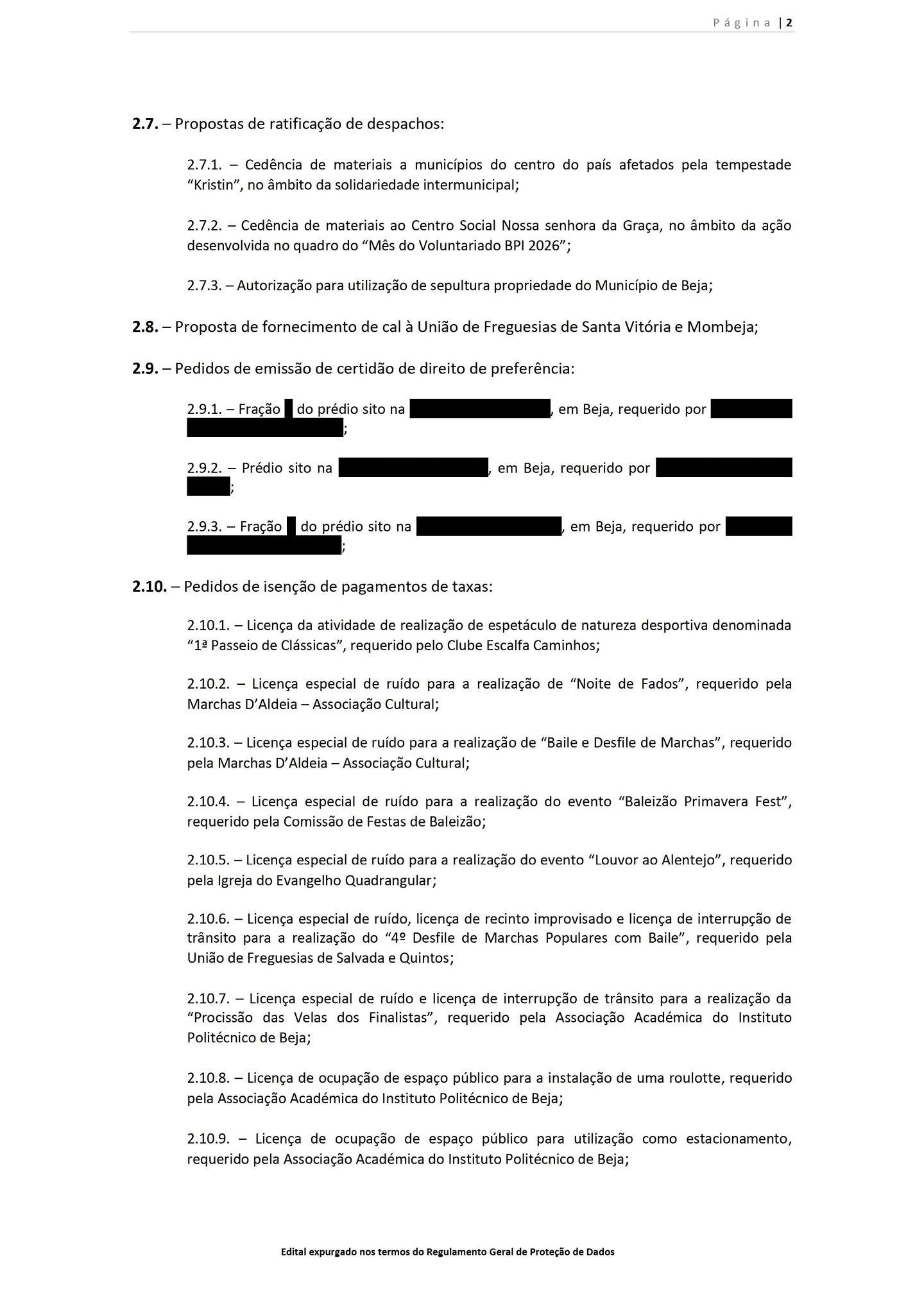 Reunião Ordinária da Câmara Municipal de Beja